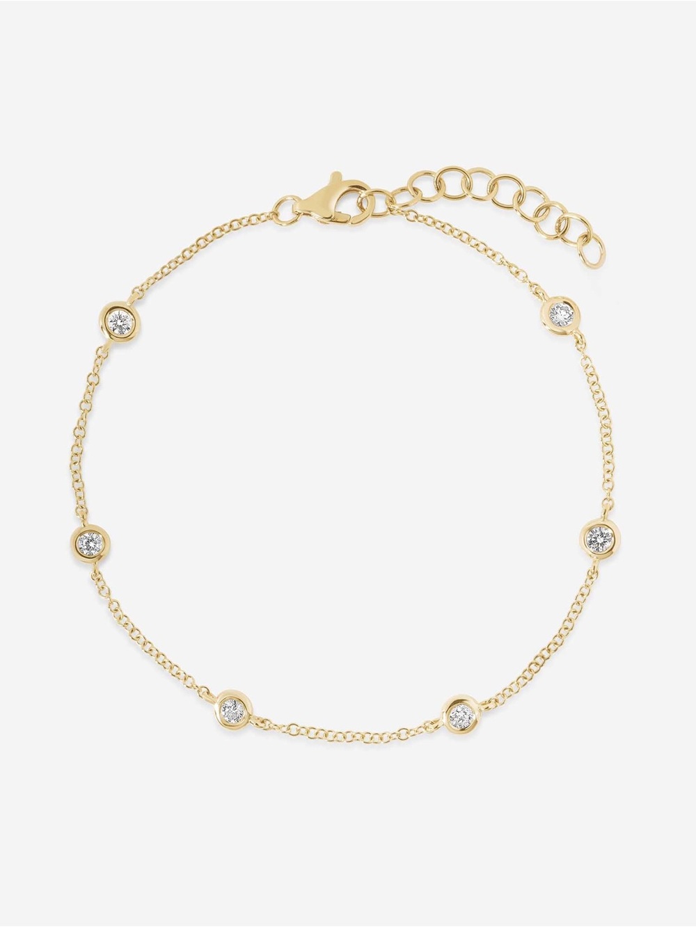 Ring Concierge Diamond and 14k Gold Bezel Station Bracelet